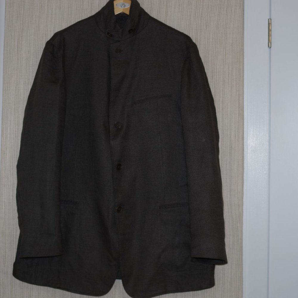 Donna Karan NY Linen Olive Green Men Sport Coat Size Italy 52